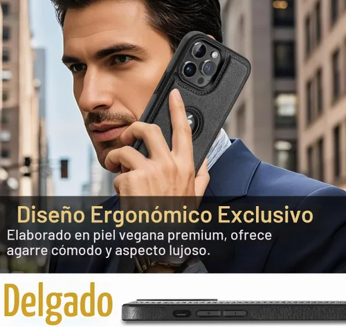 Vista 2 de Funda de cuero de lujo con diseño único para iPhone 14 Pro Max, antideslizante, resistente a los arañazos, ultra delgada, funda protectora