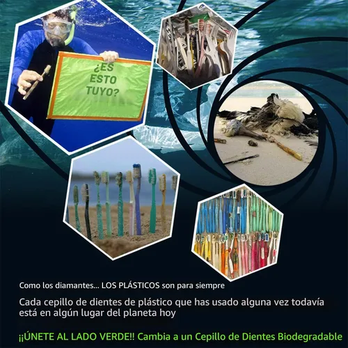 Vista 5 de NUDUKO Cepillos de dientes de bambú biodegradables, paquete de 10 unidades, ecológico, cepillo de dientes de madera natural, sin BPA