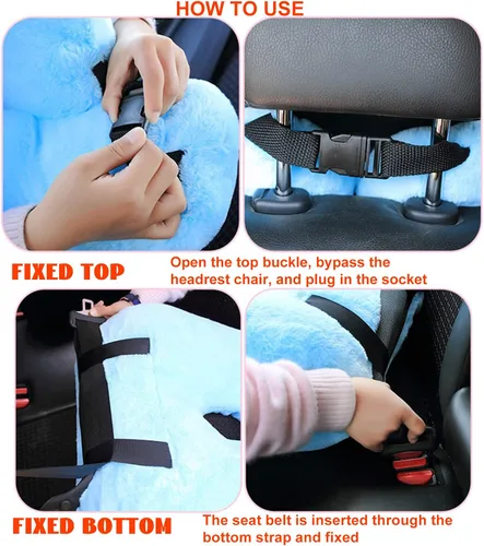 Vista 5 de Almohada de viaje para automóvil (28 x 18 pulgadas), almohada en forma de U, almohada de sueño de viaje de larga distancia para soporte de cabeza