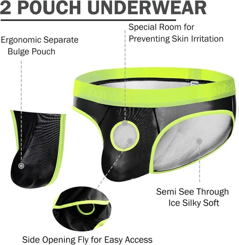 Vista 2 de ZONBAILON Calzoncillos para hombre de doble bolsa de seda de hielo transparente ultrafina que absorbe el sudor