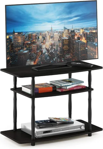 Vista 10 de Furinno Turn-N-Tube - Soporte para televisor de 3 niveles, centro de entretenimiento sin herramientas, consola de TV para televisores de hasta 32