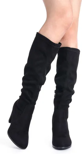 Vista 4 de DREAM PAIRS - Botas altas de tacón grueso para mujer largo por encima de la rodilla