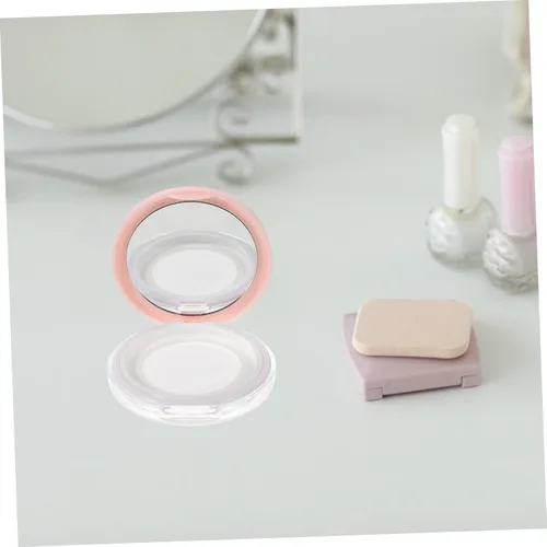 Vista 5 de CALLARON Caja de polvo con espejo, esponjas de maquillaje para base, maquillaje de soplo, rubor, maquillaje, contenedor de polvo recargable, esponja
