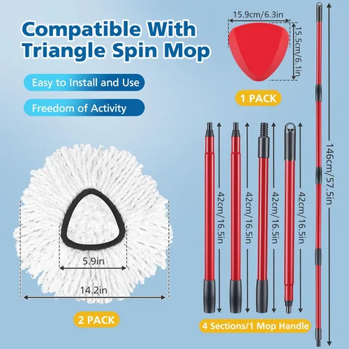 Vista 6 de Cabezal de repuesto para trapeador giratorio compatible con el sistema O Ceda EasyWring de 1 tanque, 2 cabezales de trapeador giratorio