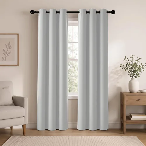 Vista 112 de Cortinas de oscurecimiento de habitación de 45 pulgadas de largo para dormitorio y sala de estar, cortinas térmicas aislantes con ojales
