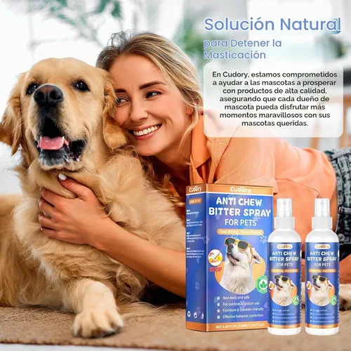 Vista 8 de Cudory 2 unidades de spray de manzana amarga para perros para dejar de masticar, sin masticar en aerosol para perros y gatos, protege muebles