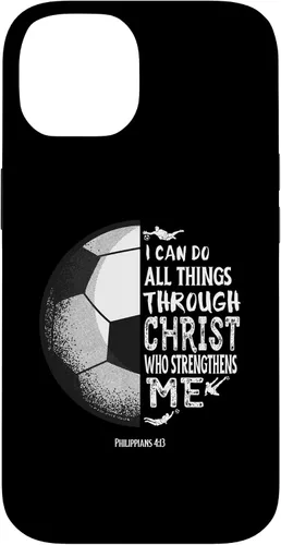Vista 4 de Funda para iPhone 17 con versículo bíblico de fútbol Christian Sayings Philippians 4:13