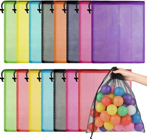 Vista 14 de PLULON Bolsa de malla con cordón, bolsa de almacenamiento de malla con cordón, bolsa de lavandería para gimnasio, nailon para almacenamiento, viajes