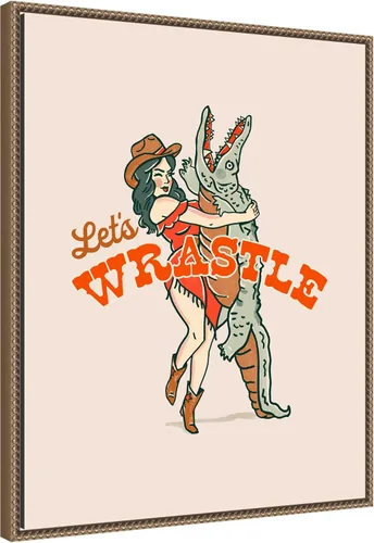 Vista 3 de Amanti Art Framed Canvas Wall Art 28x23 Lets Wrastle Poster by The Whiskey Ginger, Framed Wall Art Canvas, Humor Artwork, Traditional Decor, Medium