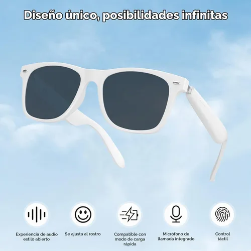 Vista 2 de Lentes inteligentes de audio Bluetooth, control táctil, llamadas manos libres, micrófono y altavoces de sonido de oído abierto, carga magnética