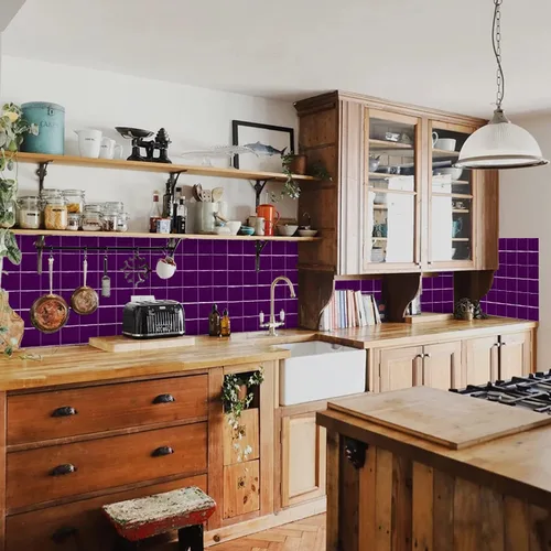 Vista 53 de Alwayspon Adhesivo de vinilo brillante de ladrillo de Provenza, autoadhesivo para azulejos de pared de transferencia de salpicaduras para cocina