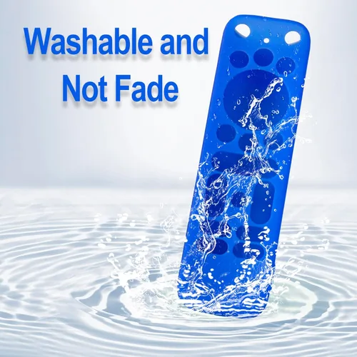 Vista 7 de Funda protectora de silicona azul con correa para 2025 Onn Google TV Box 4K pro Remote, a prueba de golpes, cubierta antisuciedad para controlador