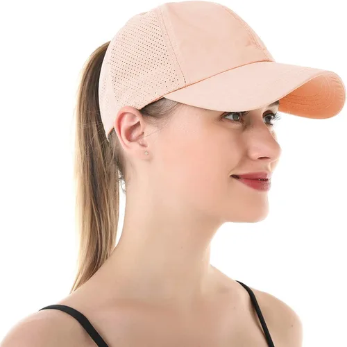 Vista 5 de HGGE Gorra de béisbol para mujer, con diseño de cola de caballo cruzada, ajustable, de secado rápido