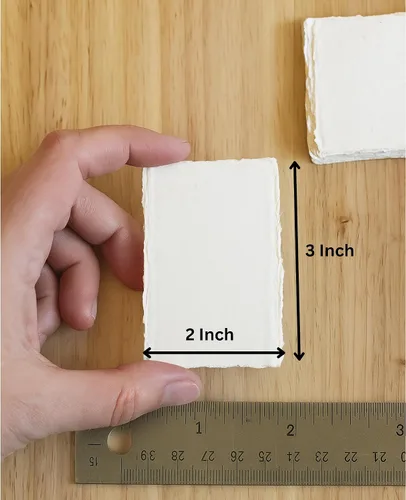 Vista 2 de Papel en blanco hecho a mano con borde Deckle – Papel de hojas sueltas de medios mixtos para tarjetas de posición, votos de boda y tarjetas de 3 x 2