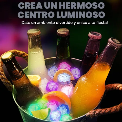 Vista 6 de 100 cubos de hielo iluminados para bebidas, cubos de hielo LED multicolor con luces cambiantes, cubos de hielo impermeables IP67 brillantes, eleva