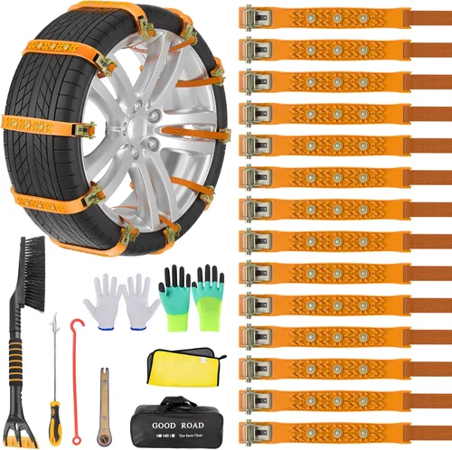 Vista 7 de Cadenas de nieve, antideslizantes, no metálicas, cadenas de emergencia para neumáticos, adecuadas para automóviles, camiones, camionetas
