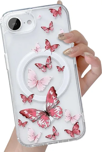 Vista 120 de UEEBAI - Funda magnética para iPhone 11, diseño de lazo, compatible con MagSafe, funda transparente delgada inalámbrica, antiamarilleo, a prueba