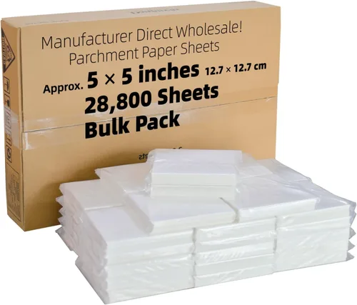 Vista 26 de Cuadrados de papel pergamino pequeños comerciales de 4 x 4 pulgadas (43,200 hojas), sin blanquear, antiadherentes, precortados, para envoltorios