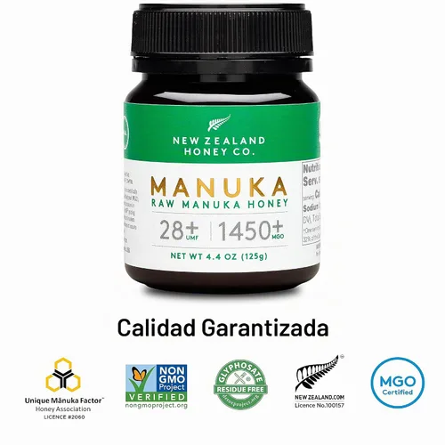 Vista 3 de New Zealand Honey Co. Miel de manuka cruda UMF 28+ MGO 1450+, certificado UMF / 4.4oz