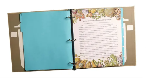 Vista 3 de Meadowsweet Kitchens Seguimiento de recetas/páginas de índice para carpeta de 3 anillas – para libro de recetas, recetas, para localizar recetas