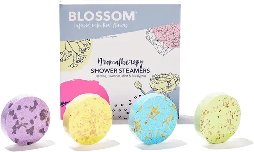 Vista 2 de Blossom Vaporizadores de ducha de aromaterapia, tabletas de bomba de baño con aceites esenciales para alivio del estrés y relajación, paquete de 4