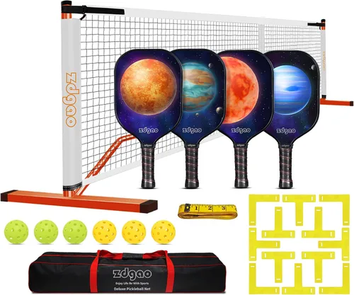 Vista 9 de Zdgao Portable Pickleball Net Set, 22FT Regularion Size Pickle Ball Net with Paddles Set, Outdoor Pickleballs and Carry Bag, Easy Setup for Indoor