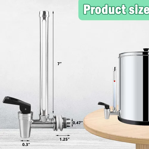 Vista 3 de Espiga de vidrio de 7 pulgadas con visión clara, nivel de agua, acero inoxidable, para Berkey Big, sistema de filtro de agua alimentado por gravedad