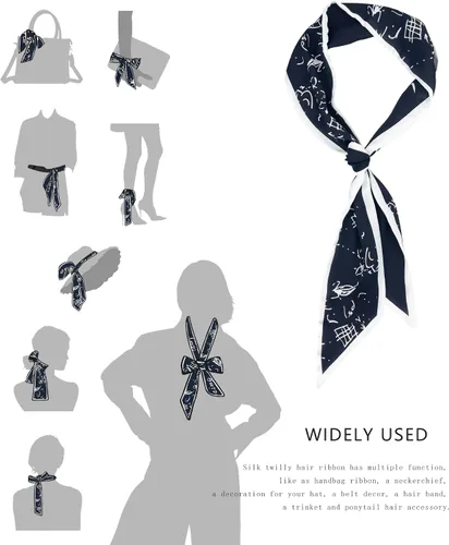 Vista 3 de Women's Designer Neckerchief Handbag Handle Ribbon Fashion Scarf Letter Printed Hair Tie