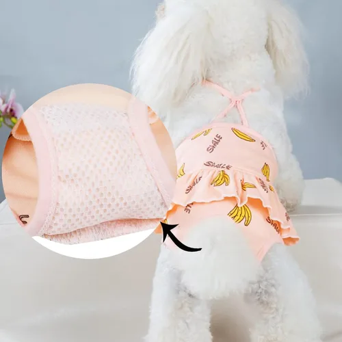 Vista 2 de 2 piezas de pañales para perro con tirante, lavables, sanitarios, reutilizables, pantalones sanitarios para cachorros, ropa interior para mascotas