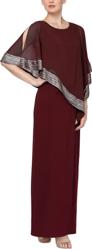 Vista 7 de S.L. Fashions Women's Long Capelet Mother of The Bride Dress with Metallic Trim (Petite and Regular Sizes)