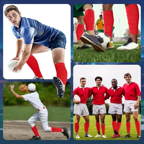 Vista 5 de 4 Pairs Leg Sleeves to Accompany Grip Socks Calf Compression for Soccer, Football, Basketball, Match Your Team Kit