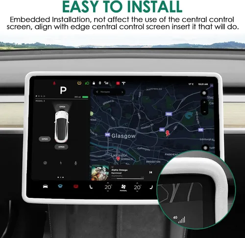 Vista 4 de Marco protector de pantalla compatible con Tesla Model 3 Modelo Y 2024 2023 2022 2021 2020 2019 Cubierta protectora de borde de pantalla