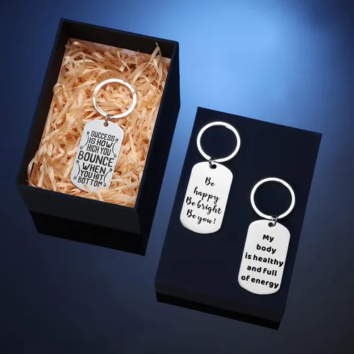 Vista 6 de Yinkin 16 llaveros motivacionales a granel con citas inspiradoras, regalos de equipo, regalos de agradecimiento de Navidad para personal, amigos