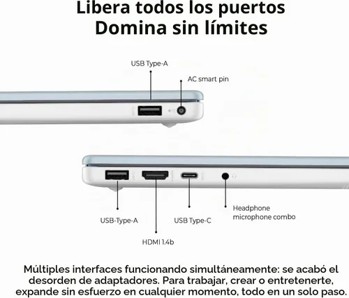 Vista 5 de HP Ultrabook Laptop con Copilot AI • Edición 2026 • Última CPU Intel N150 de 4 núcleos • 16 GB de RAM • 128 GB SSD + 1 TB OneDrive, Microsoft Office
