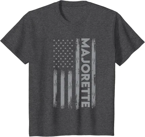 Vista 29 de Great Majorette - Camiseta de bastón giratorio con diseño de bandera de Estados Unidos, Negro, S