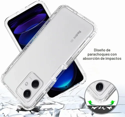 Vista 7 de Funda para Redmi Note 12 5G, Poco X5 5G 22111317PG con protector de pantalla de vidrio templado, protección de cuerpo completo transparente 360 duro