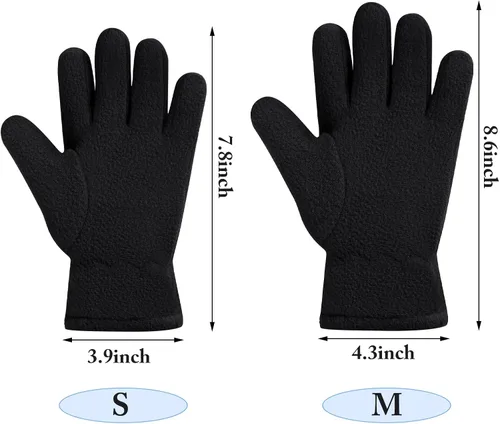 Vista 2 de SATINIOR 3 pares de guantes de invierno de forro polar para niños, guantes cálidos de dedos completos para niños, niñas, niños, suministros