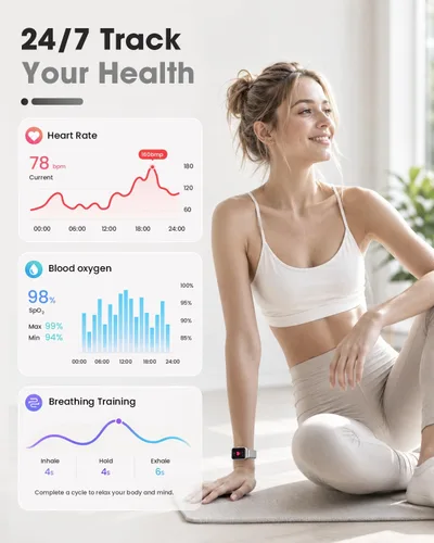 Vista 6 de Reloj inteligente para mujer (respuesta de llamada/marcación), reloj inteligente con pantalla táctil de 1.75 pulgadas para Android iPhone, Plateado02