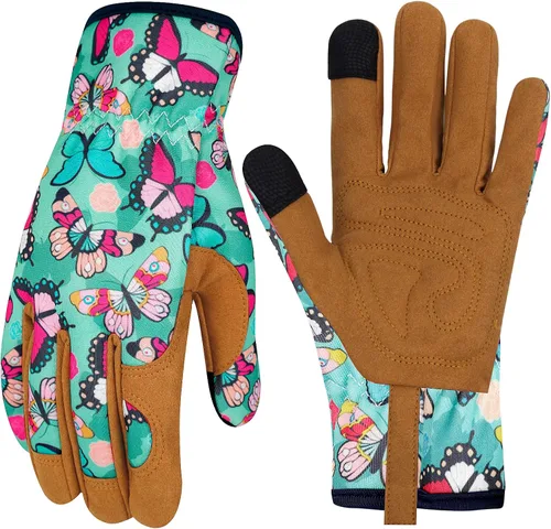 Vista 25 de Guantes de Jardinería de Cuero MERTURN para Mujeres, Guantes de Jardín a Prueba de Espinas, Guantes de Trabajo Compatibles con Pantalla Táctil