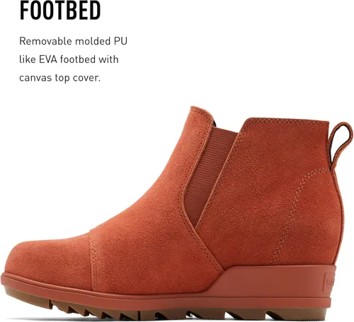 Vista 4 de Sorel - Botas cortas hasta el tobillo para mujer Evie, piel de ante impermeable, suela de cuña