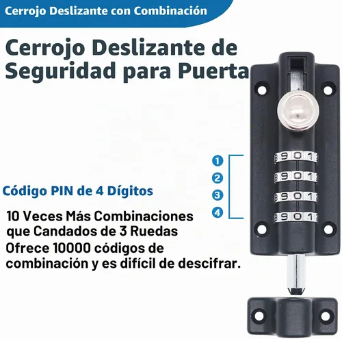 Vista 3 de Cerradura de seguridad de combinación para puerta, V·RESOURCING Cerradura de puerta de alta seguridad con esfera de 4 dígitos para cobertizos 1