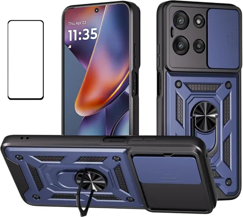 Vista 38 de Funda para Motorola Moto G 5G 2024 con protector de pantalla, funda protectora con protector de cámara, funda protectora con función atril para Moto