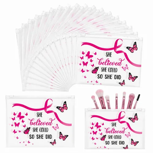 Vista 7 de 100 bolsas de maquillaje para concientización sobre el cáncer de mama a