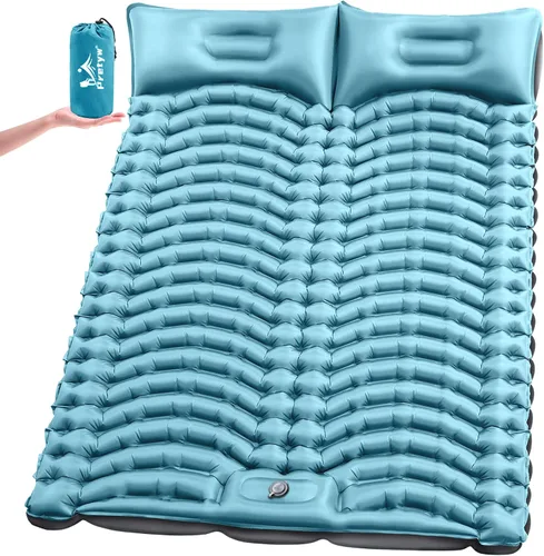 Vista 8 de Double Camping Sleeping pad with Pillow & Built-in Foot Pump Navy Blue