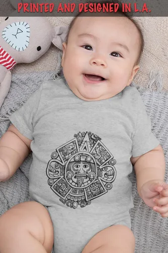 Vista 3 de ShirtBANC Body gráfico de calendario maya, cultura mixteca inca azteca, 6-24 meses