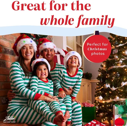 Vista 7 de Winks Novelty - Divertido sombrero de Papá Noel con 20 luces LED que cambian de color, de felpa suave, para adultos y niños, Novedad