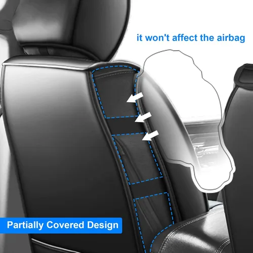 Vista 5 de 5 fundas de asiento de camión para Dodge Ram con banco plano 1500/2500/3500 2009-2023, juego completo de protectores de asiento de cuero Negro