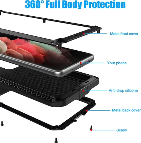 Vista 2 de Funda para Samsung Galaxy S23 Ultra/S23 Plus/S23, compatible con funda de carga inalámbrica, protector de pantalla integrado, grado militar, a