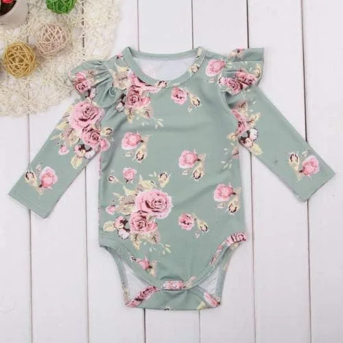 Vista 3 de Mono de manga larga con volantes florales para bebés