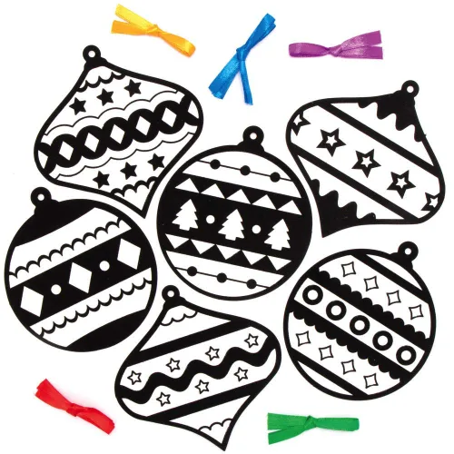 Vista 2 de Baker Ross AX572 - Adorno navideño mullido de arte, paquete de 15, adornos festivos para arte creativo y actividades artesanales para pintar